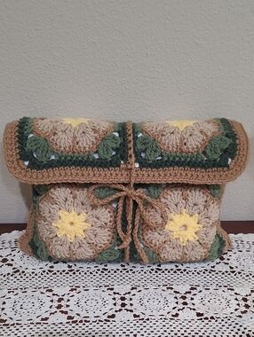 Artisan Made Crocheted African Flower Designed Bible Book Tablet Sleeve